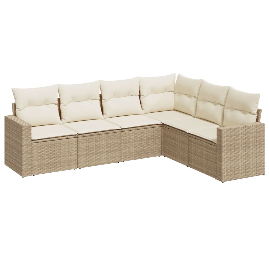 Set canapele de grădină cu perne, 6 piese, bej, poliratan GartenMobel Dekor