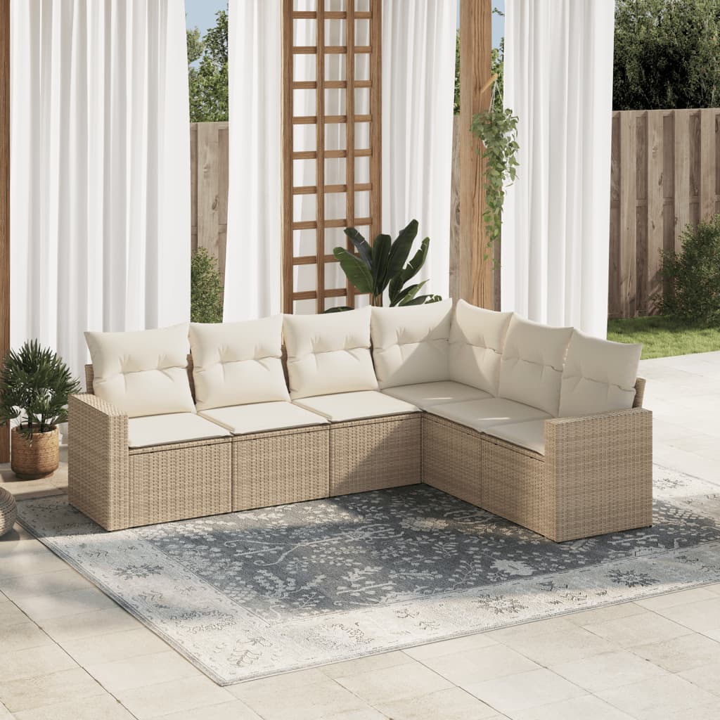 Set canapele de grădină cu perne, 6 piese, bej, poliratan GartenMobel Dekor