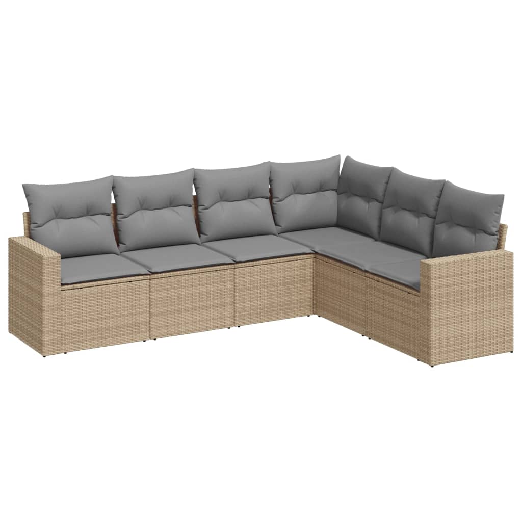 Set canapele de grădină cu perne, 6 piese, bej, poliratan GartenMobel Dekor