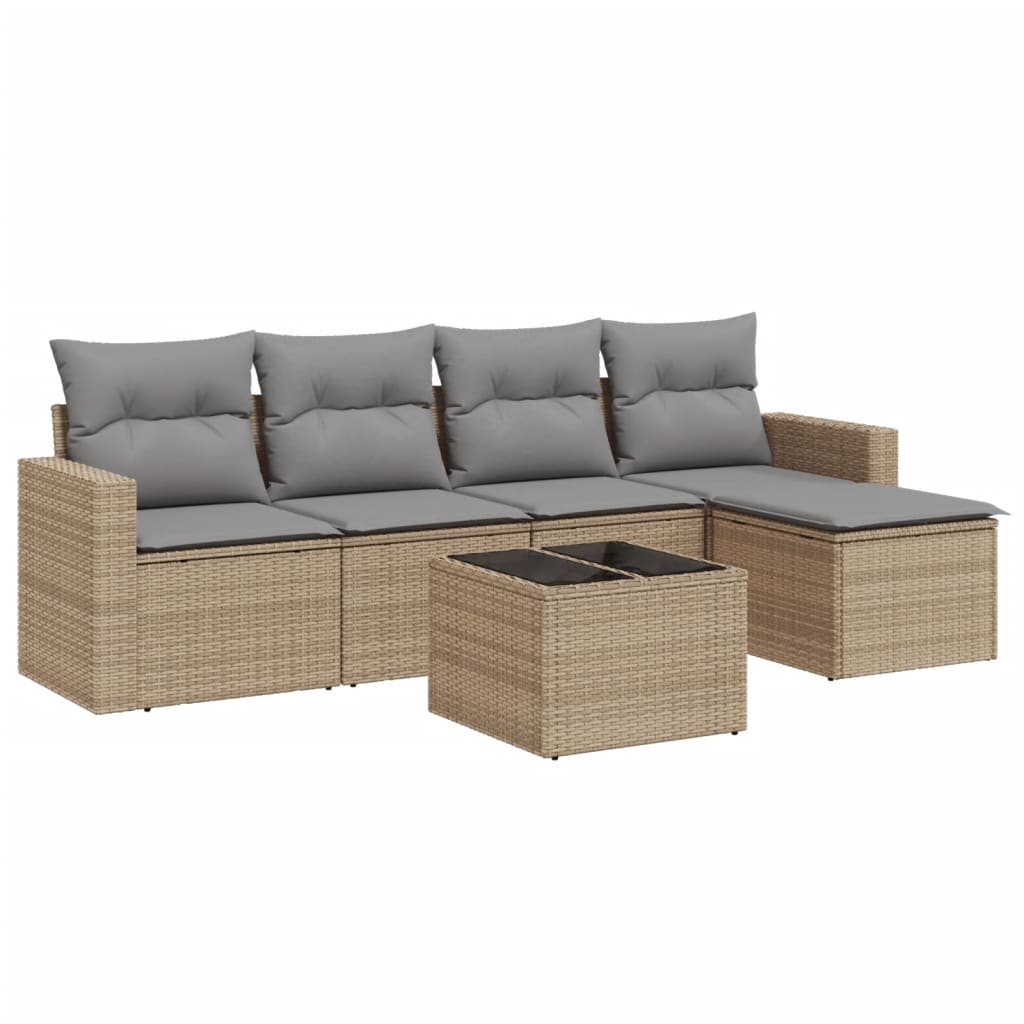 Set canapele de grădină cu perne, 6 piese, bej, poliratan GartenMobel Dekor