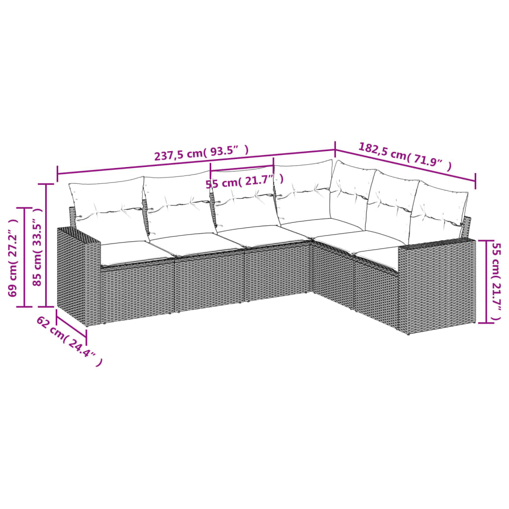 Set canapele de grădină cu perne, 6 piese, bej, poliratan GartenMobel Dekor