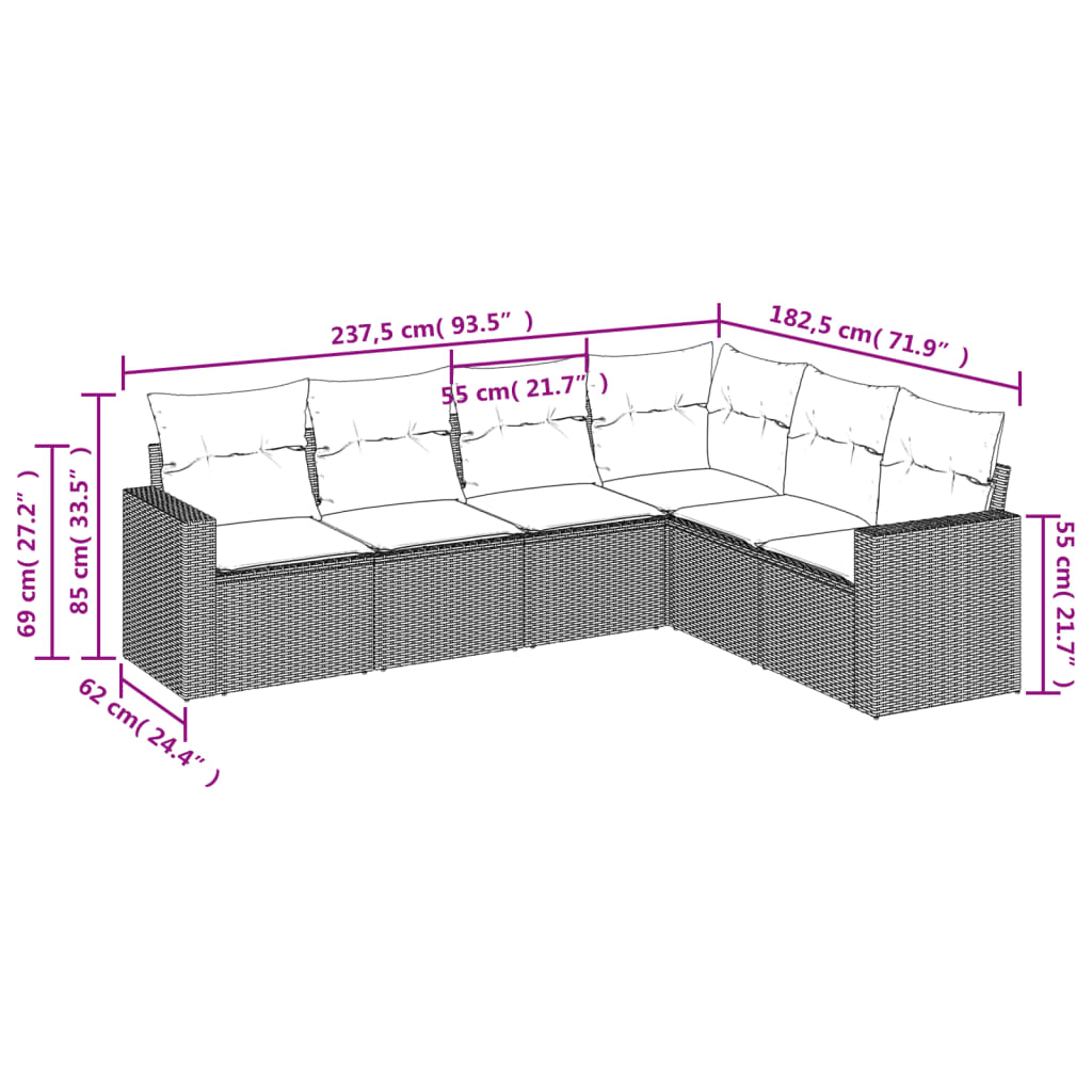Set canapele de grădină cu perne, 6 piese, bej, poliratan GartenMobel Dekor