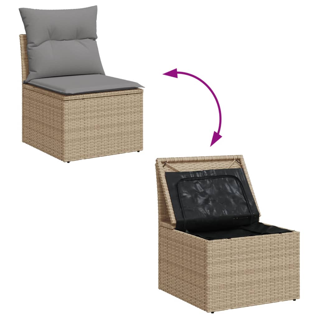Set canapele de grădină, 11 piese, cu perne, bej, poliratan GartenMobel Dekor