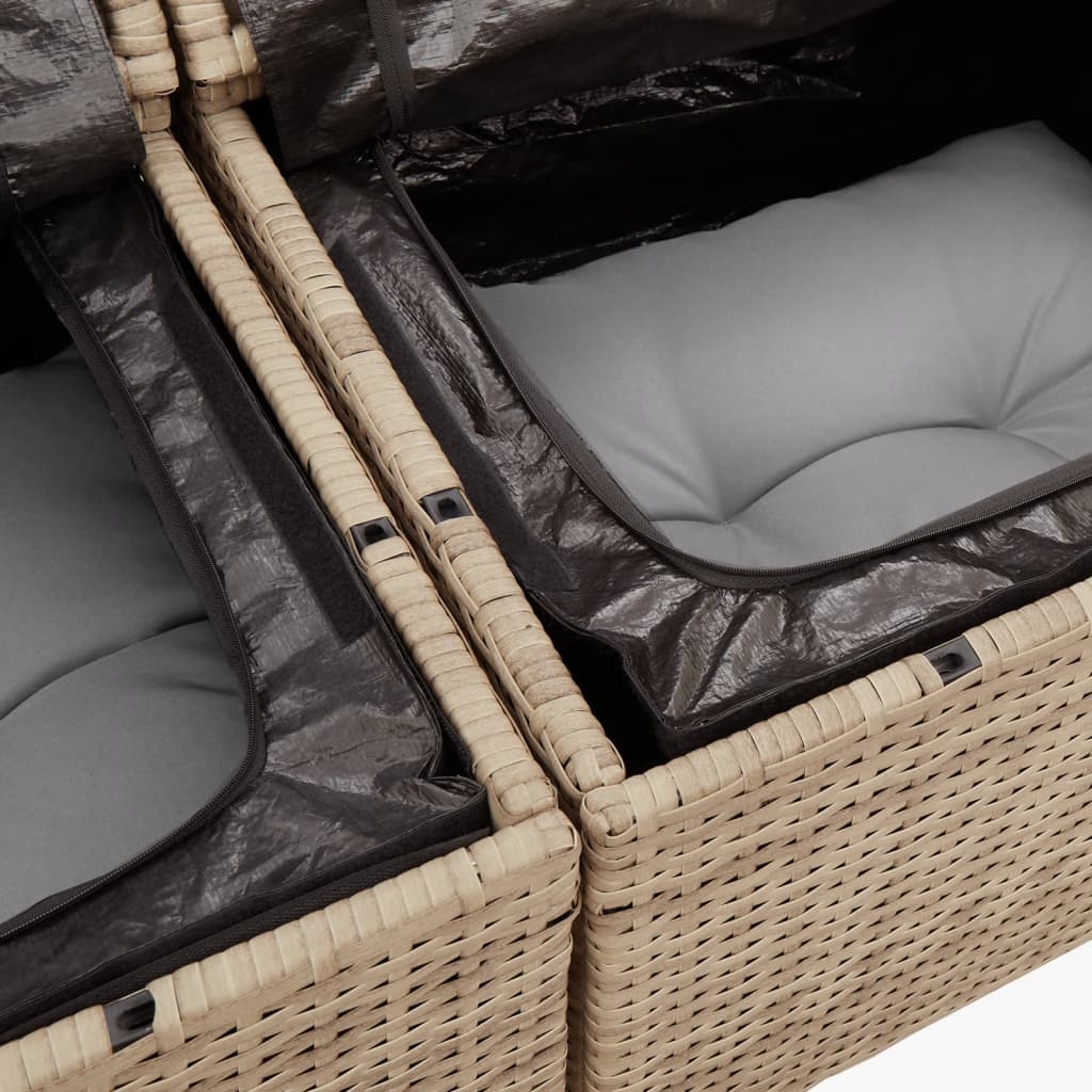 Set canapele de grădină, 11 piese, cu perne, bej, poliratan GartenMobel Dekor