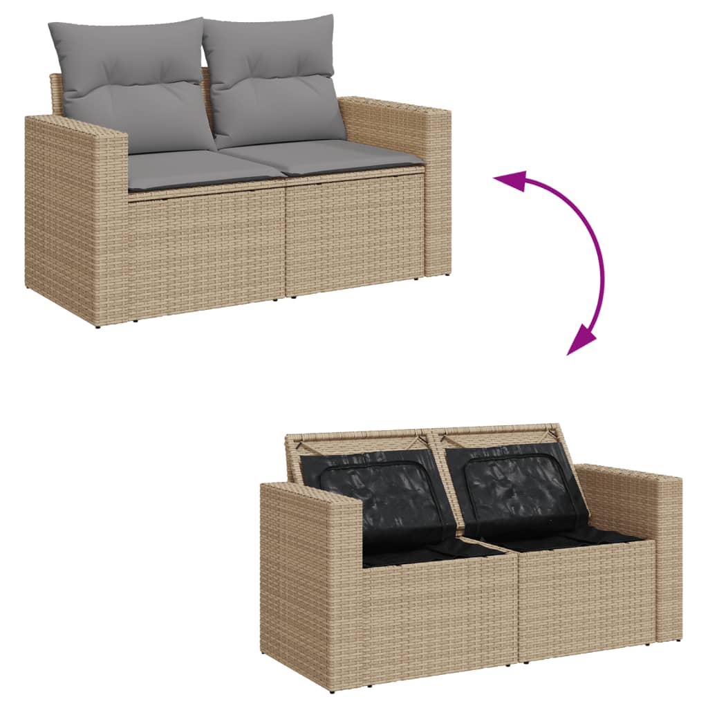 Set canapele de grădină, 11 piese, cu perne, bej, poliratan GartenMobel Dekor