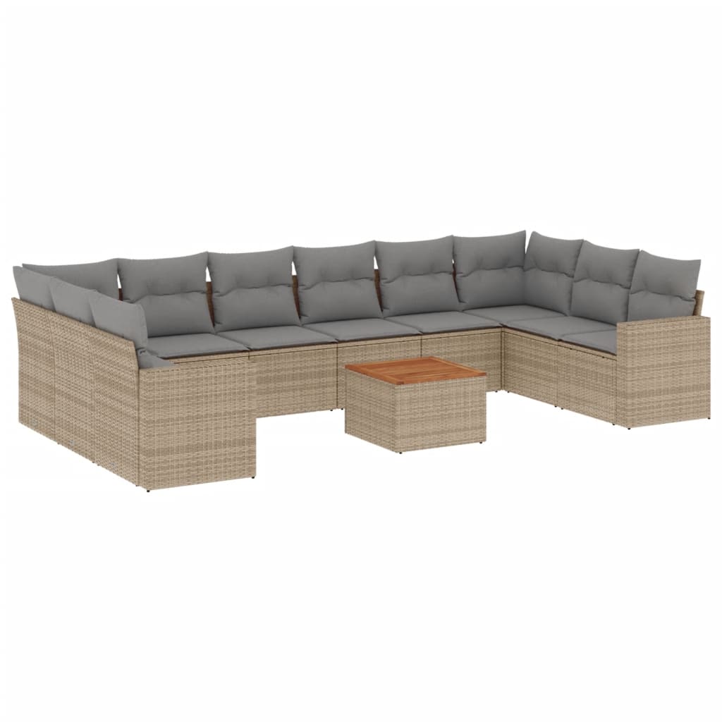 Set canapele de grădină, 11 piese, cu perne, bej, poliratan GartenMobel Dekor