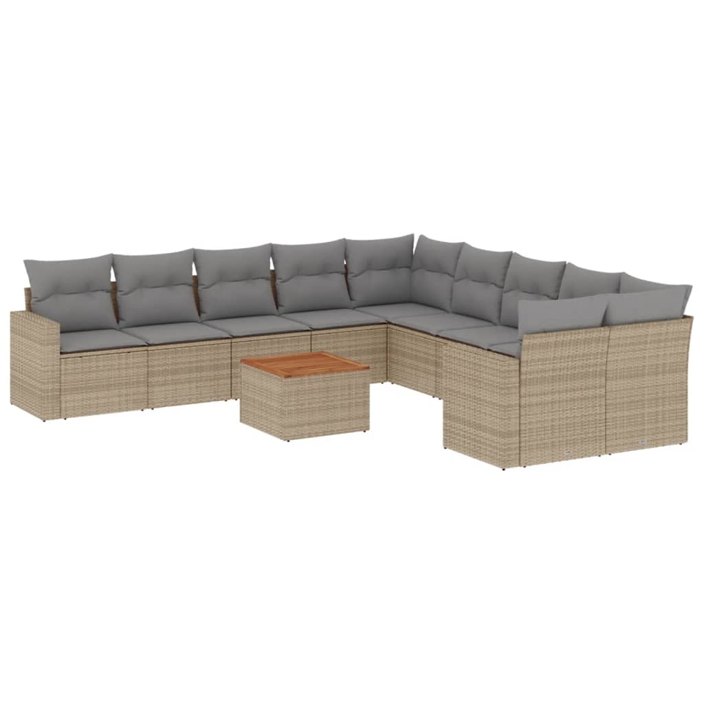 Set canapele de grădină, 11 piese, cu perne, bej, poliratan GartenMobel Dekor