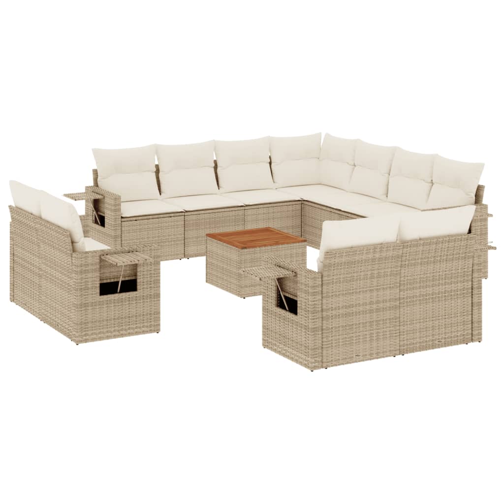 Set canapele de grădină cu perne, 12 piese, bej, poliratan GartenMobel Dekor