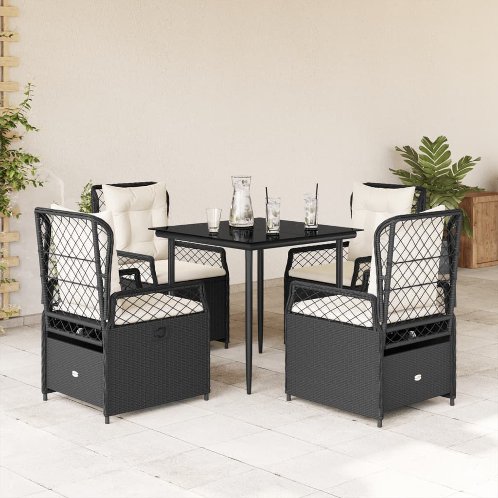 Set mobilier de grădină cu perne, 5 piese, negru, poliratan GartenMobel Dekor
