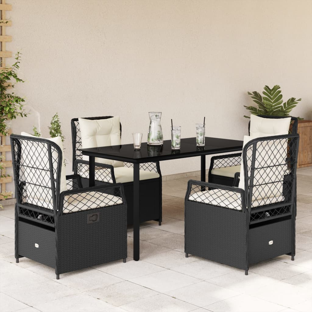 Set mobilier de grădină cu perne, 5 piese, negru, poliratan GartenMobel Dekor