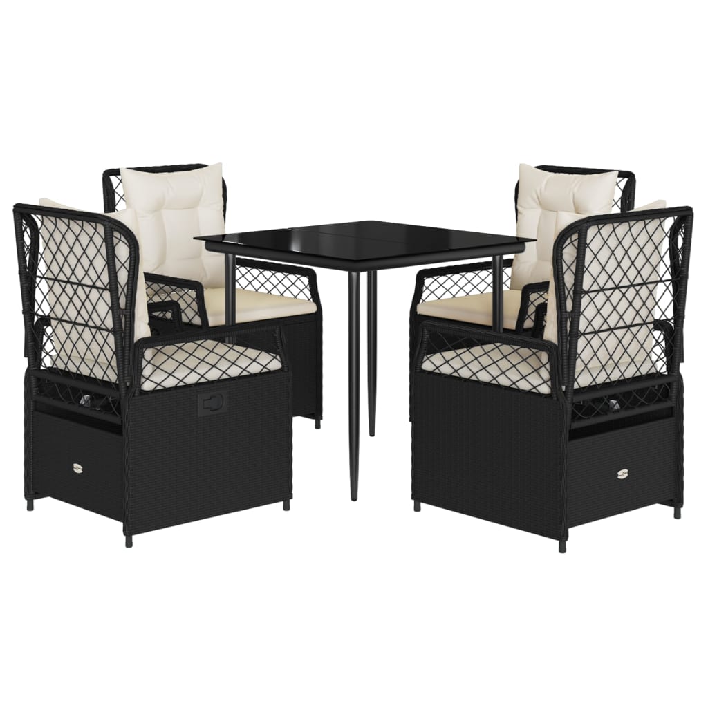 Set mobilier de grădină cu perne, 5 piese, negru, poliratan GartenMobel Dekor