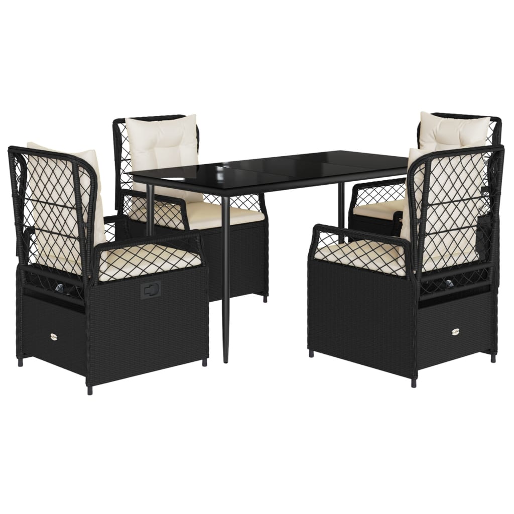 Set mobilier de grădină cu perne, 5 piese, negru, poliratan GartenMobel Dekor