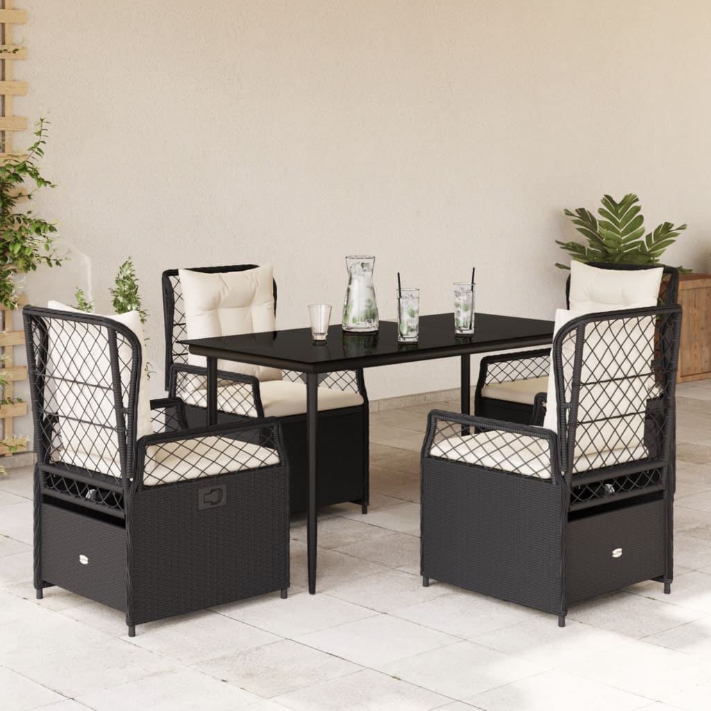 Set mobilier de grădină cu perne, 5 piese, negru, poliratan GartenMobel Dekor