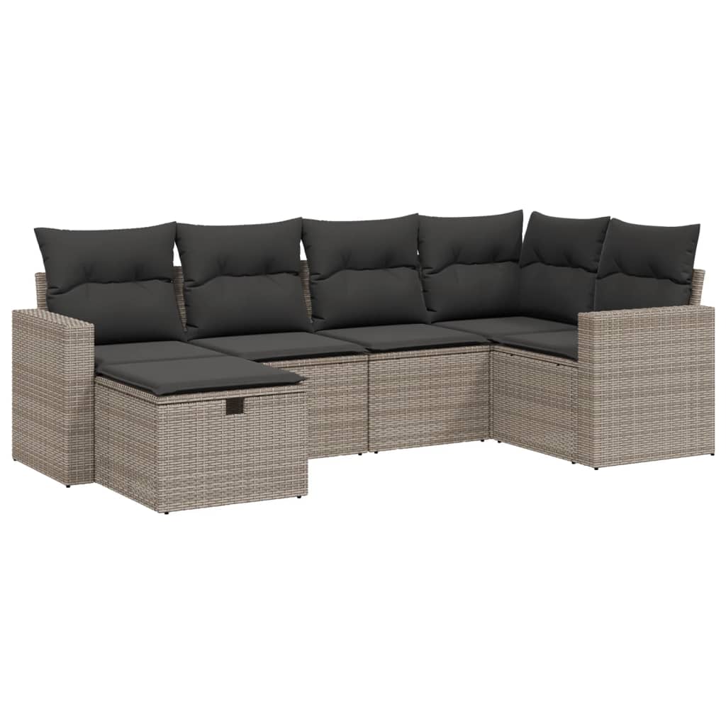 Set mobilier grădină cu perne, 6 piese, gri, poliratan GartenMobel Dekor