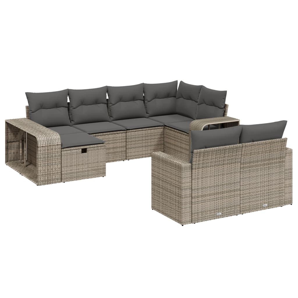 Set mobilier de grădină cu perne, 10 piese, gri, poliratan GartenMobel Dekor