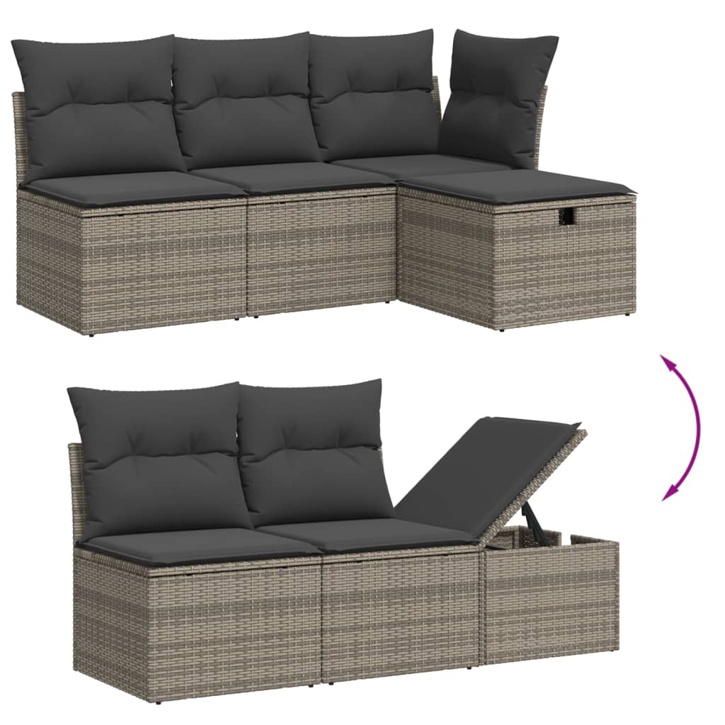 Set mobilier de grădină cu perne, 10 piese, gri, poliratan GartenMobel Dekor