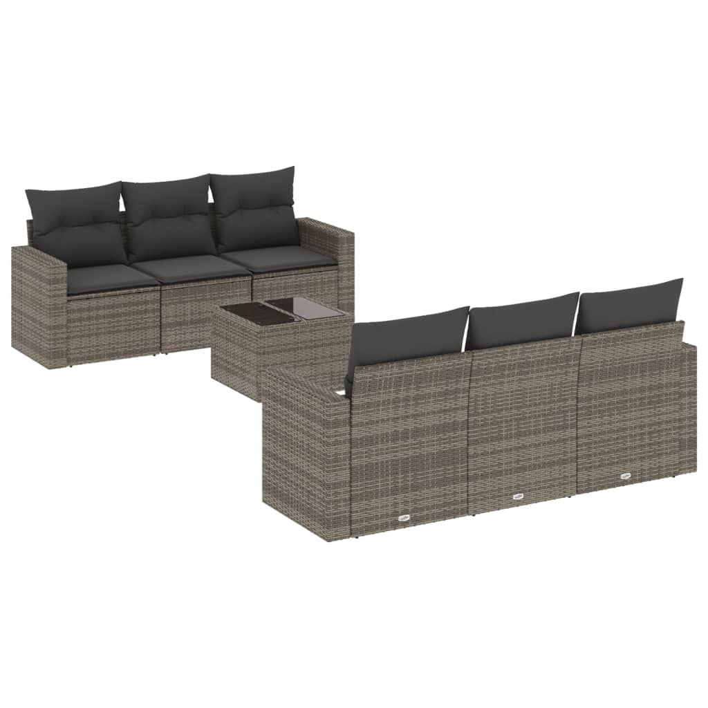 Set canapele de grădină, 7 piese, cu perne, gri, poliratan GartenMobel Dekor