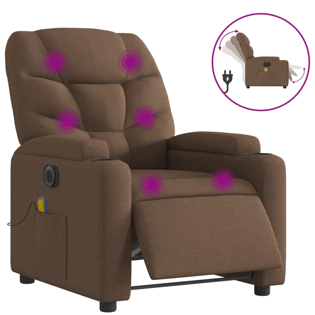 Fotoliu electric de masaj rabatabil, maro, textil GartenMobel Dekor