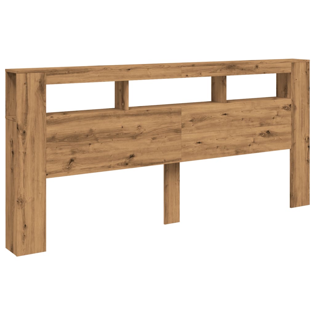 Tăblie de pat cu LED, stejar artizanal, 220x18,5x103,5 cm, lemn GartenMobel Dekor