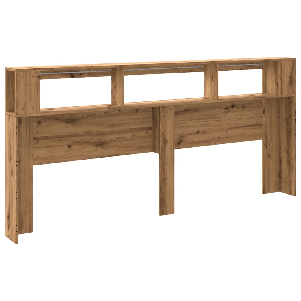 Tăblie de pat cu LED, stejar artizanal, 220x18,5x103,5 cm, lemn GartenMobel Dekor