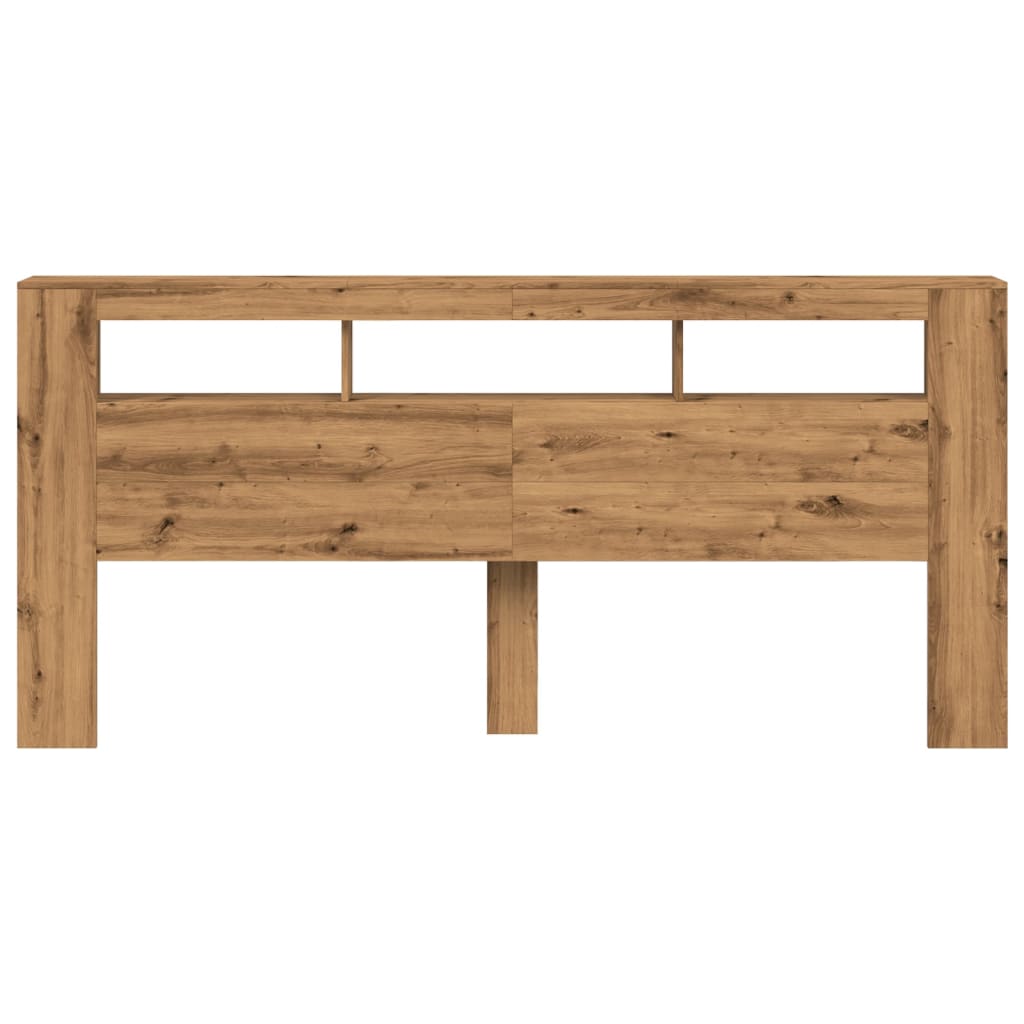 Tăblie de pat cu LED, stejar artizanal, 220x18,5x103,5 cm, lemn GartenMobel Dekor