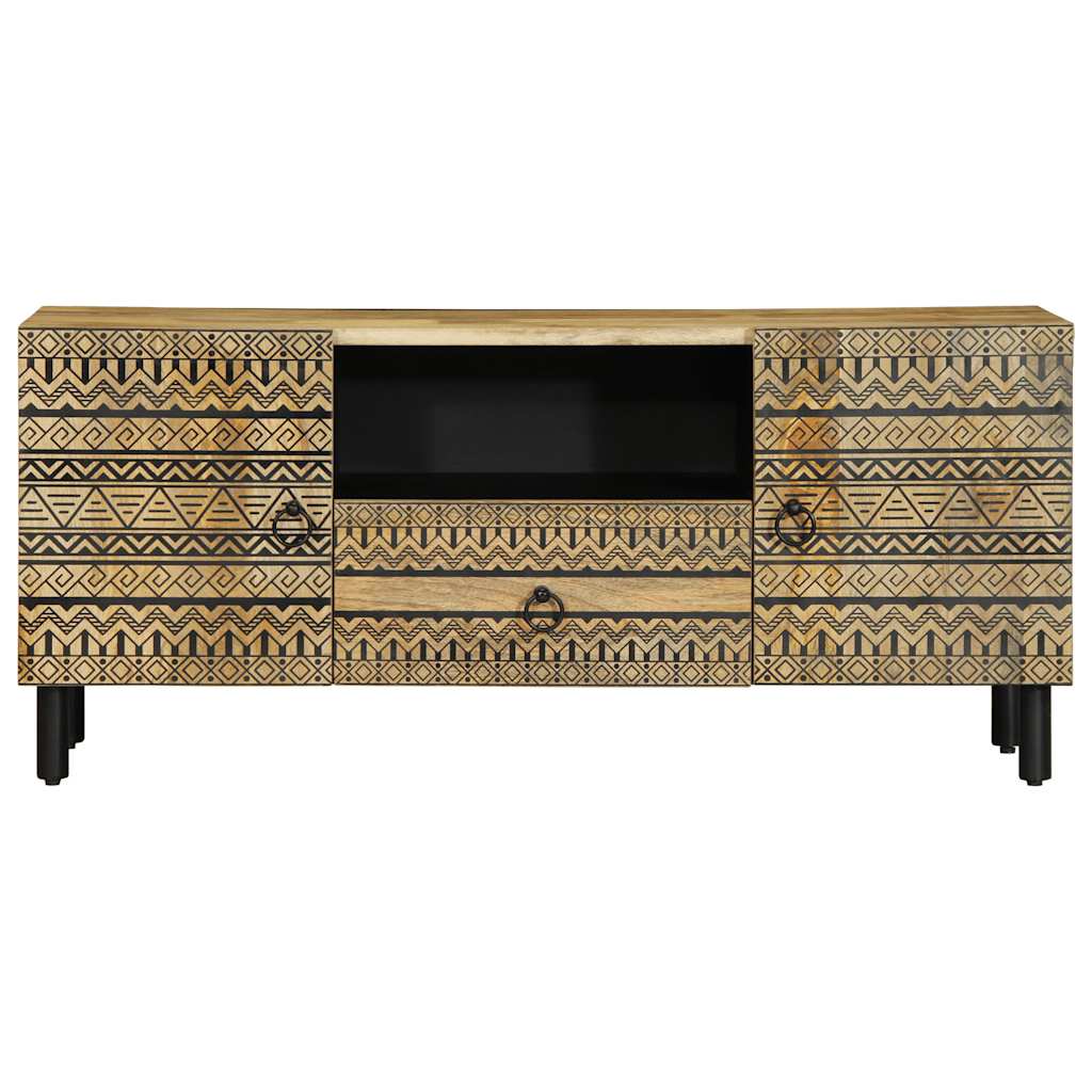 Dulap TV, negru, 105x33,5x46 cm, lemn masiv de mango brut GartenMobel Dekor