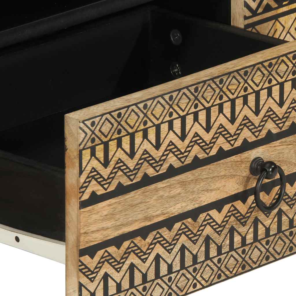 Dulap TV, negru, 105x33,5x46 cm, lemn masiv de mango brut GartenMobel Dekor