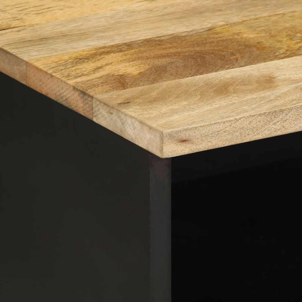 Dulap TV, negru, 70x33,5x46 cm, lemn masiv de mango brut GartenMobel Dekor