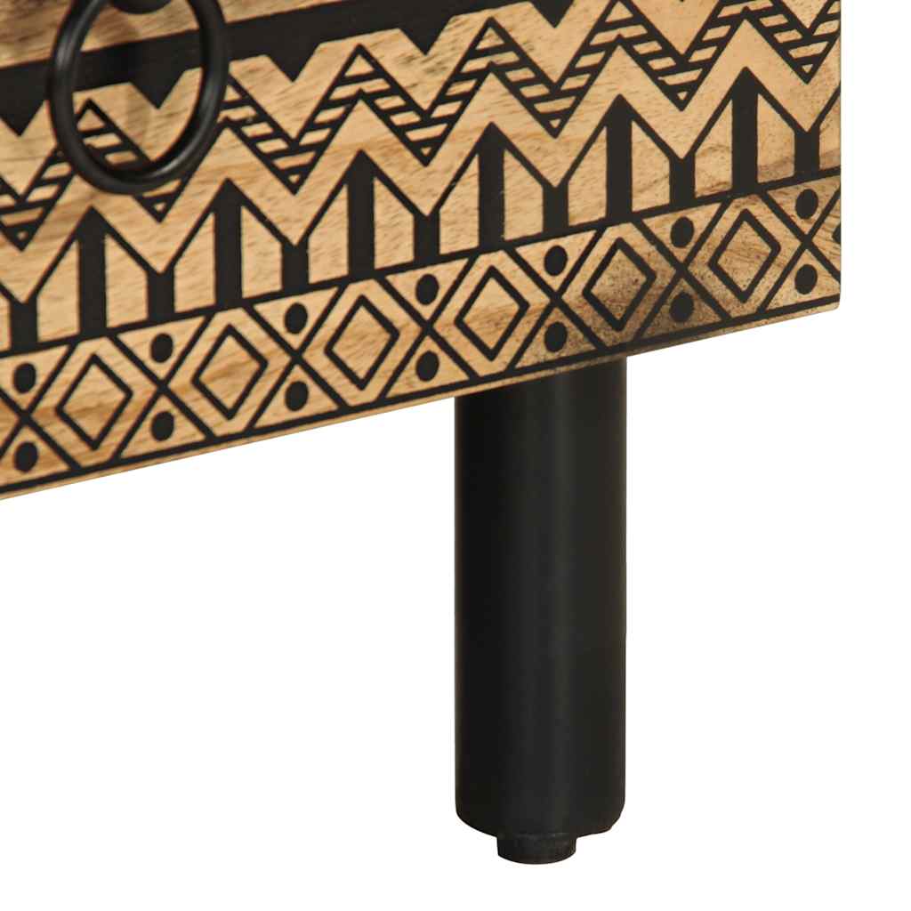 Dulap TV, negru, 70x33,5x46 cm, lemn masiv de mango brut GartenMobel Dekor