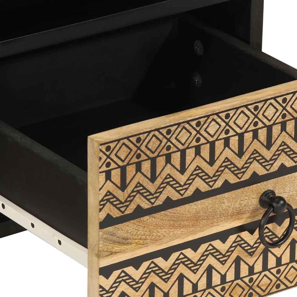 Dulap TV, negru, 70x33,5x46 cm, lemn masiv de mango brut GartenMobel Dekor