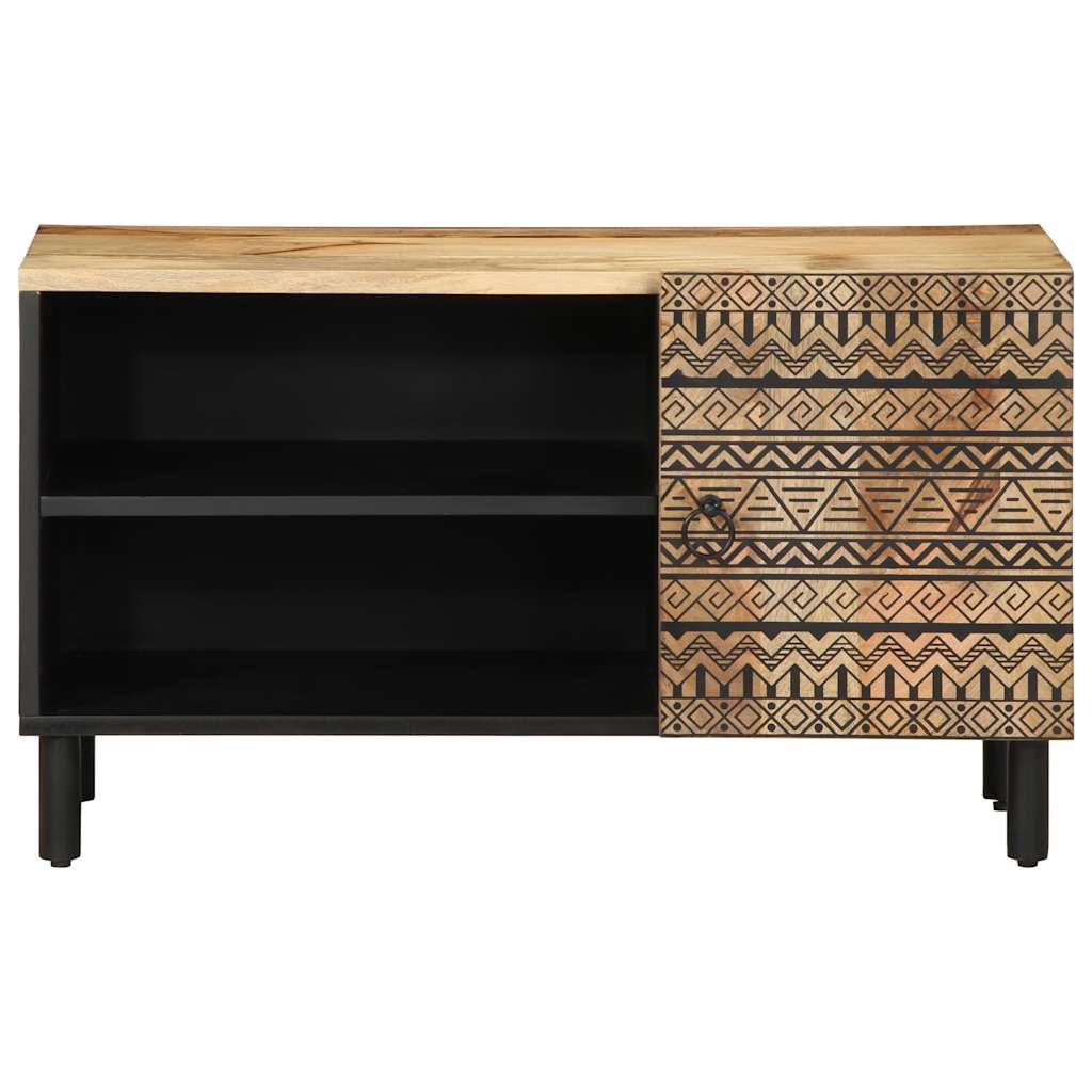 Dulap TV, negru, 80x33,5x46 cm, lemn masiv de mango brut GartenMobel Dekor