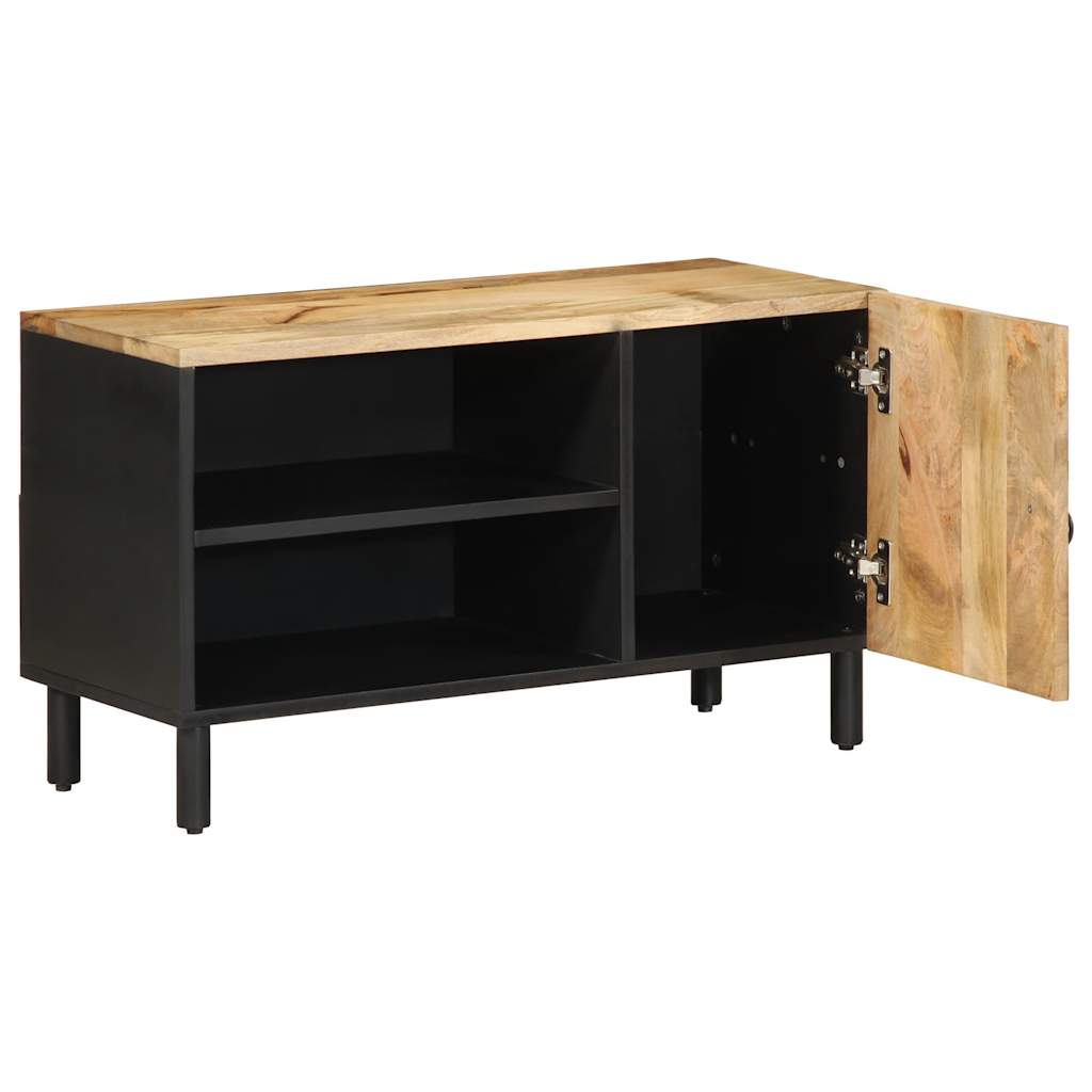 Dulap TV, negru, 80x33,5x46 cm, lemn masiv de mango brut GartenMobel Dekor