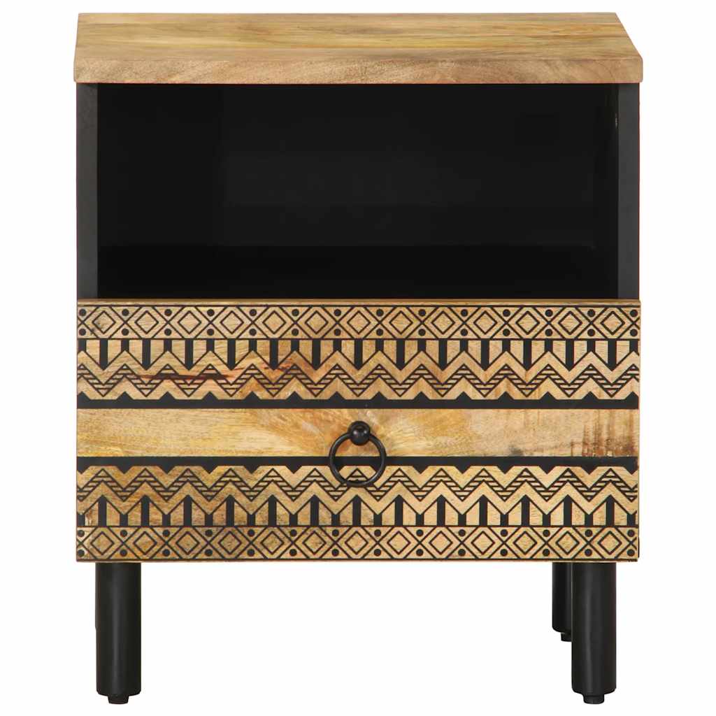 Dulap de pat, negru, 40x33x46 cm, lemn masiv de mango brut GartenMobel Dekor