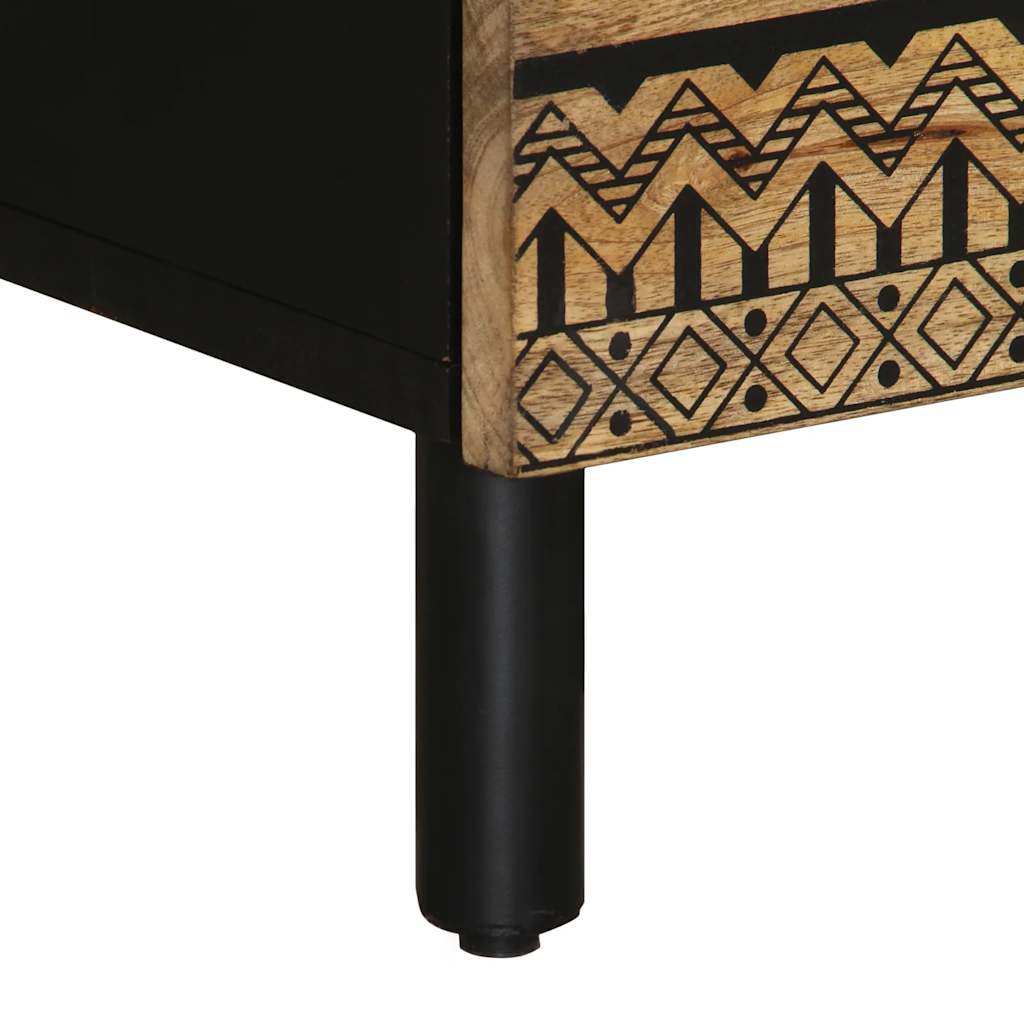 Dulap de pat, negru, 50x33x62 cm, lemn masiv de mango brut GartenMobel Dekor