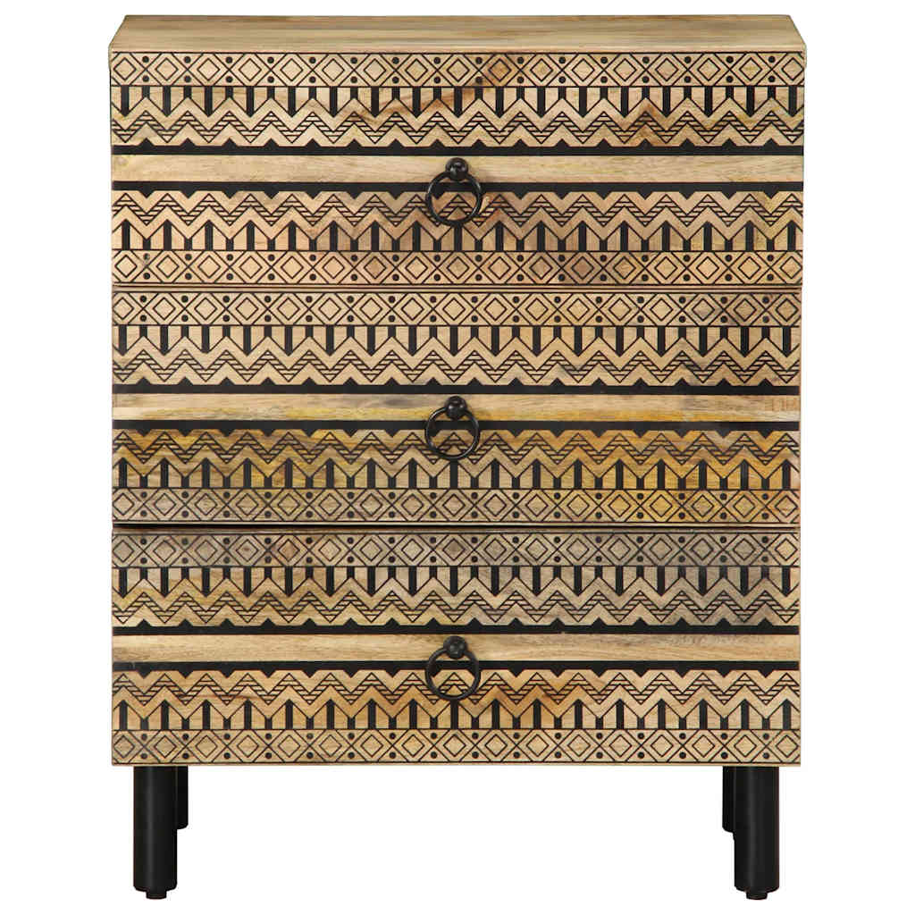 Dulap de pat, negru, 50x33x62 cm, lemn masiv de mango brut GartenMobel Dekor