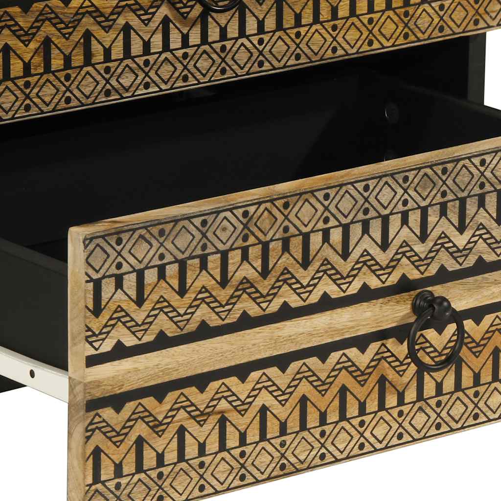 Dulap de pat, negru, 50x33x62 cm, lemn masiv de mango brut GartenMobel Dekor