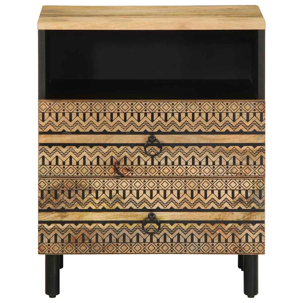 Dulap de pat, negru, 50x33x62 cm, lemn masiv de mango brut GartenMobel Dekor