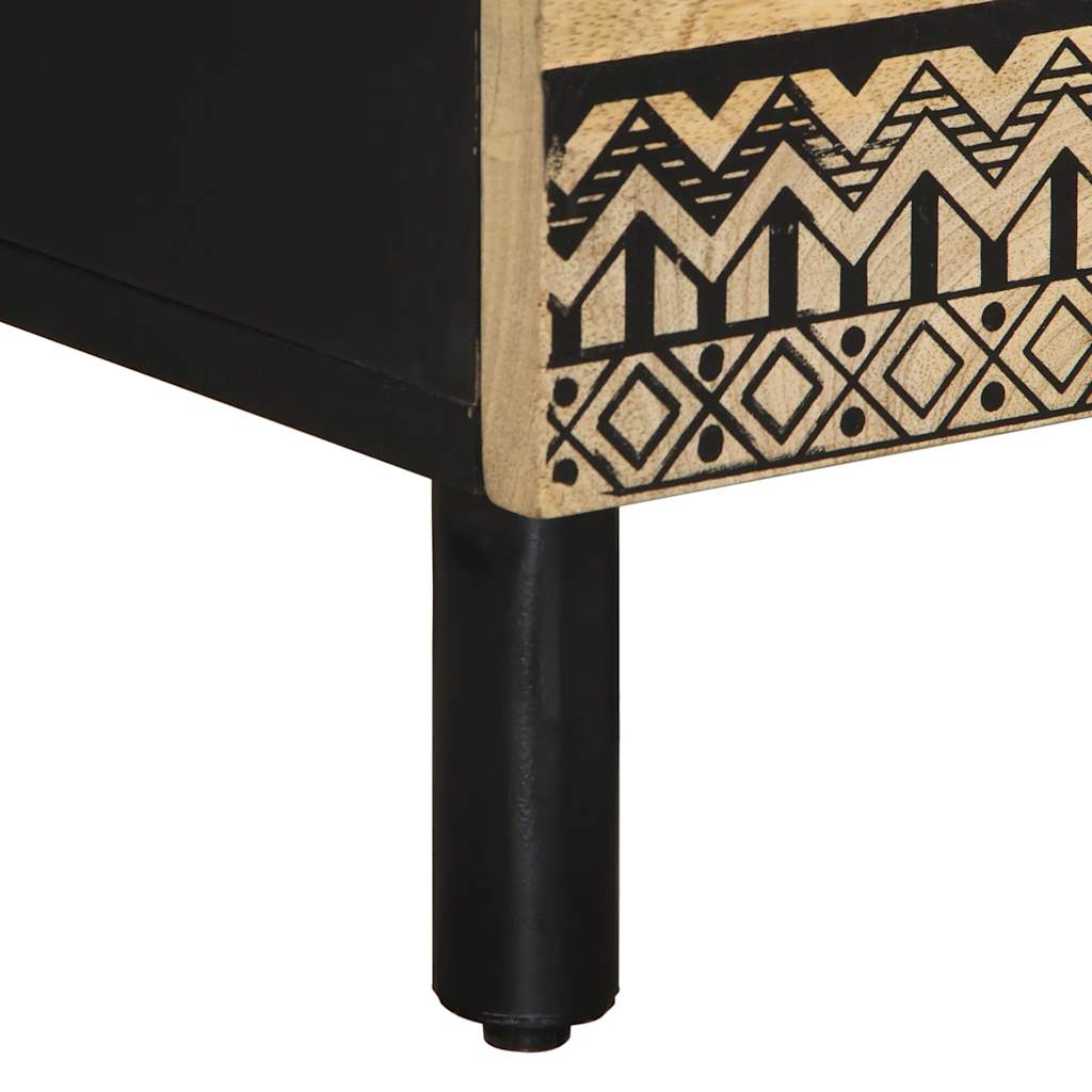 Noptiere, 2 buc., negru, 40x33,5x46 cm, lemn masiv mango brut GartenMobel Dekor
