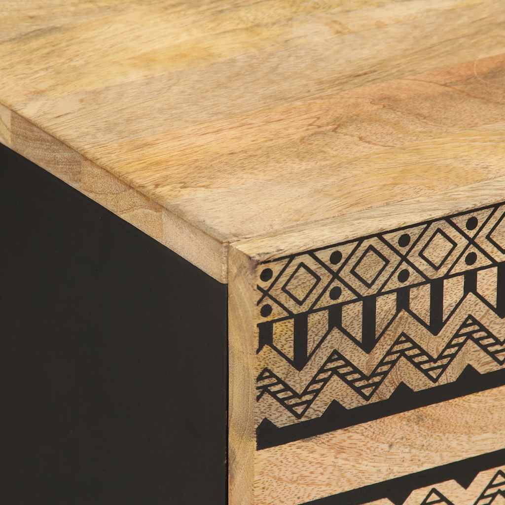 Noptiere, 2 buc., negru, 40x33,5x46 cm, lemn masiv mango brut GartenMobel Dekor