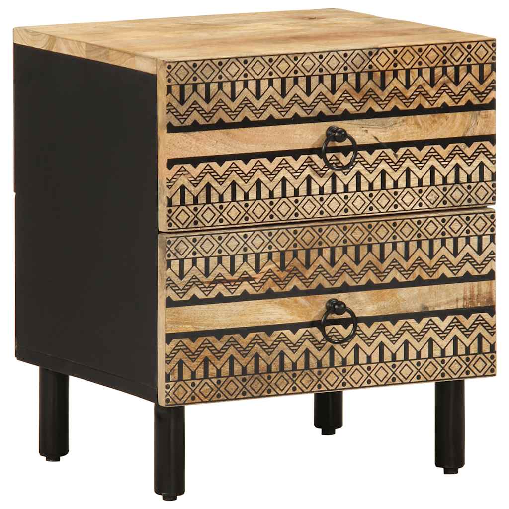 Noptiere, 2 buc., negru, 40x33,5x46 cm, lemn masiv mango brut GartenMobel Dekor