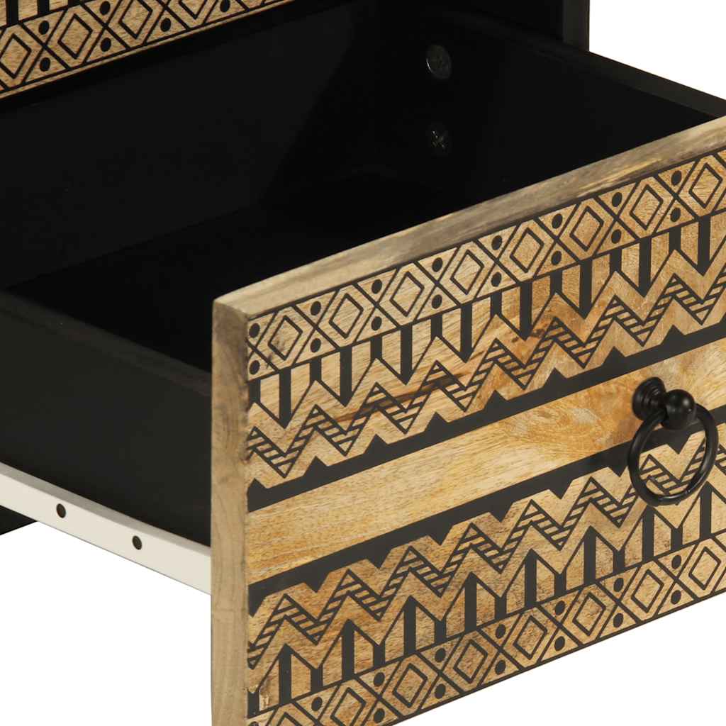 Noptiere, 2 buc., negru, 40x33,5x46 cm, lemn masiv mango brut GartenMobel Dekor