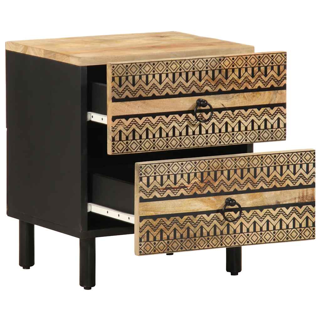 Noptiere, 2 buc., negru, 40x33,5x46 cm, lemn masiv mango brut GartenMobel Dekor