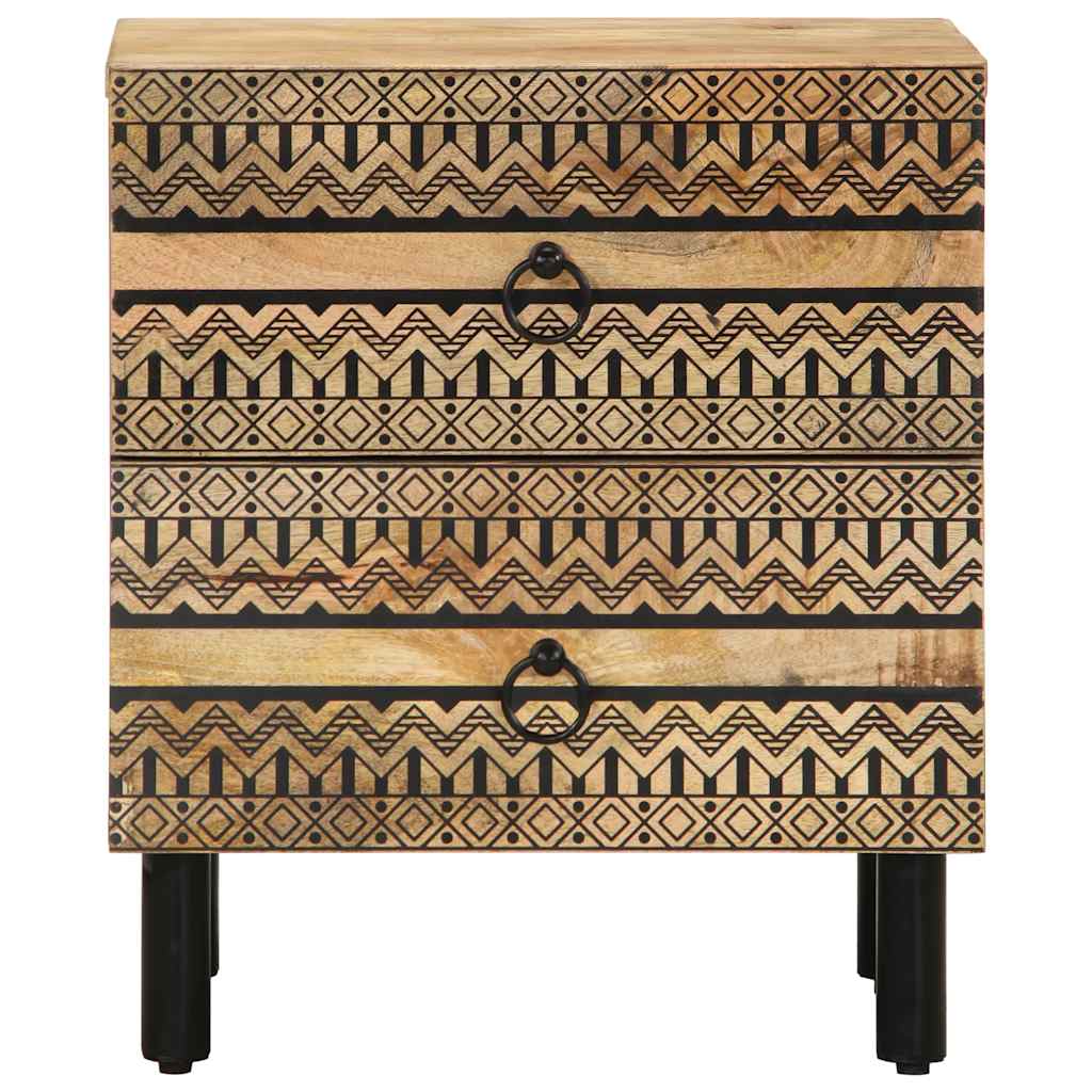 Noptiere, 2 buc., negru, 40x33,5x46 cm, lemn masiv mango brut GartenMobel Dekor
