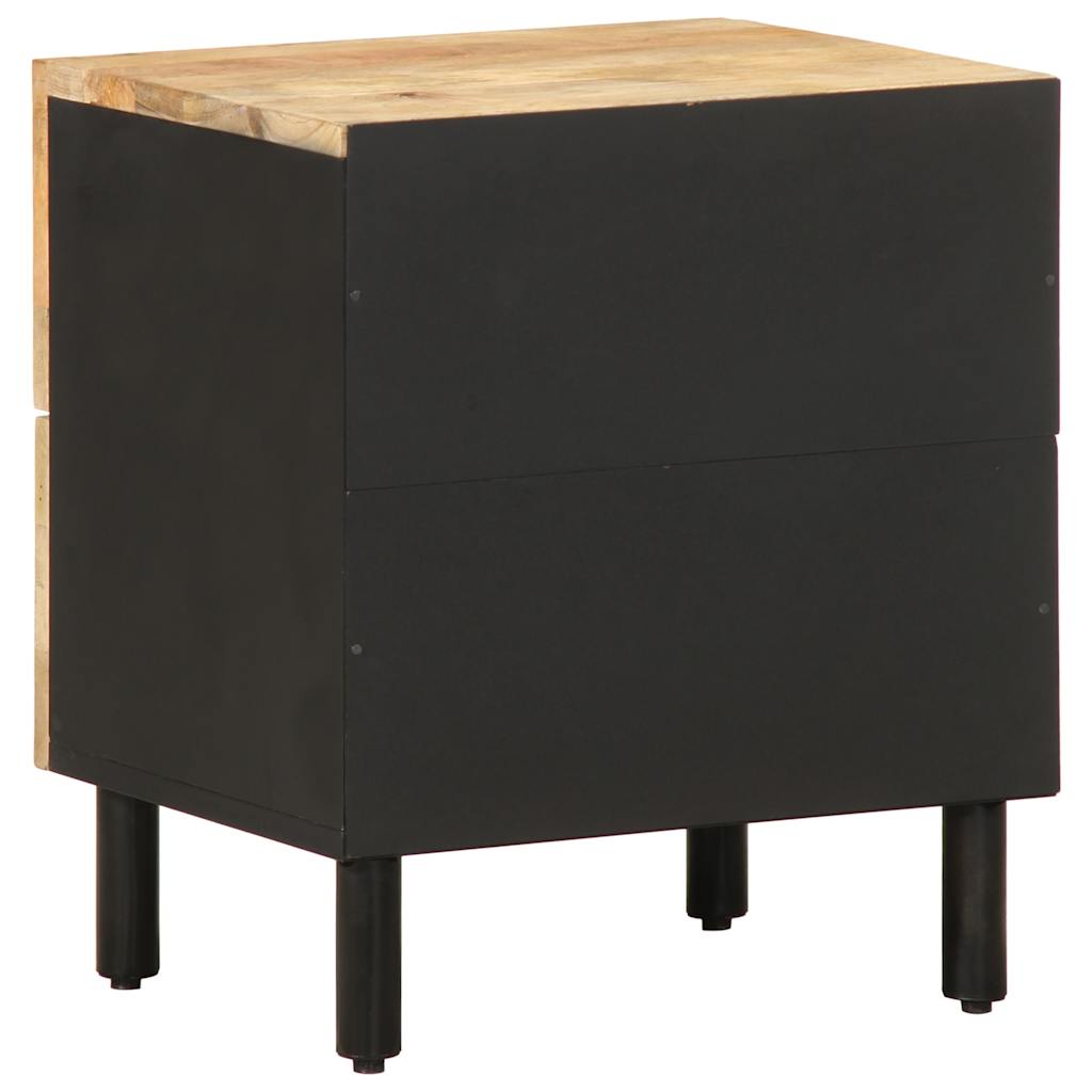 Noptiere, 2 buc., negru, 40x33,5x46 cm, lemn masiv mango brut GartenMobel Dekor