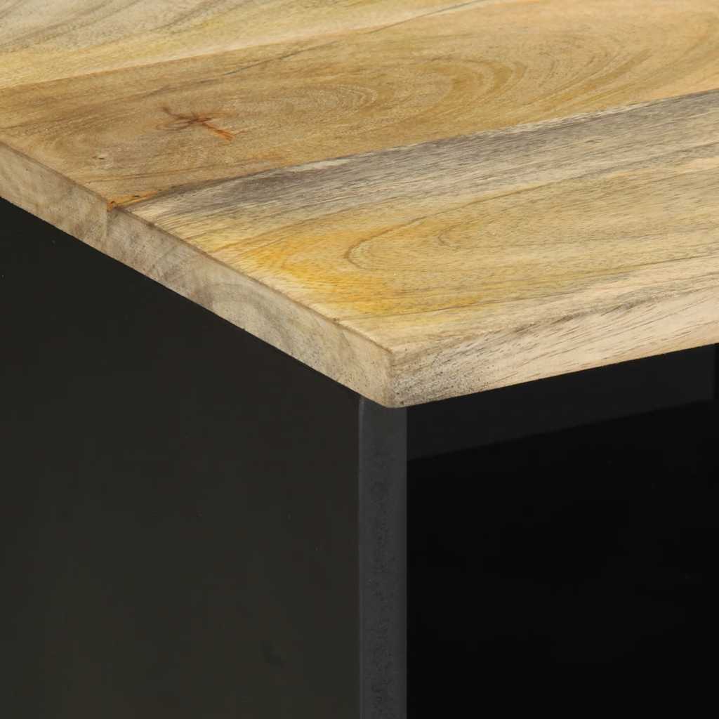 Dulap TV, negru, 100x33,5x46 cm, lemn masiv de mango brut GartenMobel Dekor