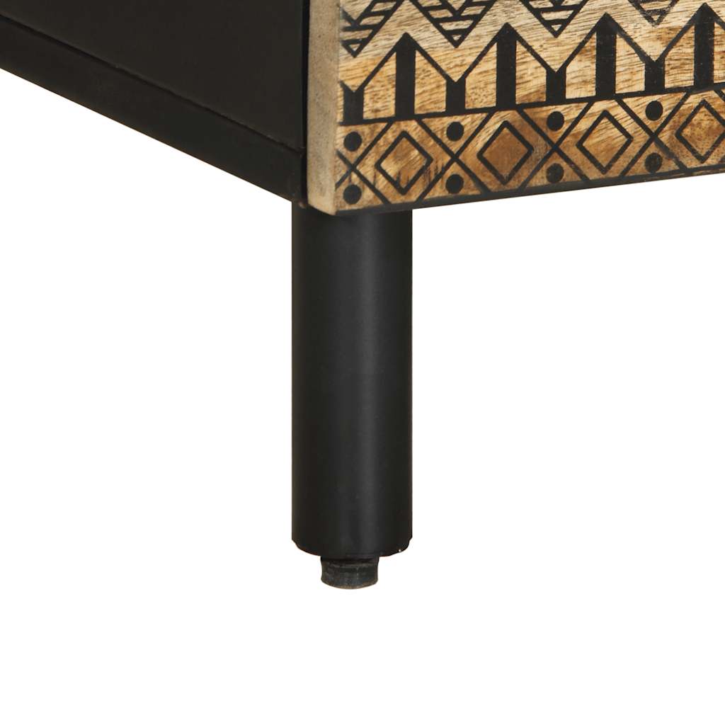 Dulap TV, negru, 100x33,5x46 cm, lemn masiv de mango brut GartenMobel Dekor