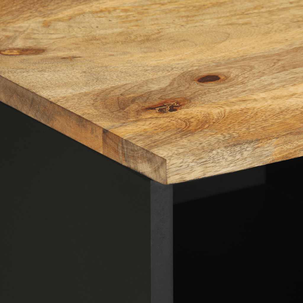 Dulap TV, negru, 80x33,5x46 cm, lemn masiv de mango brut GartenMobel Dekor