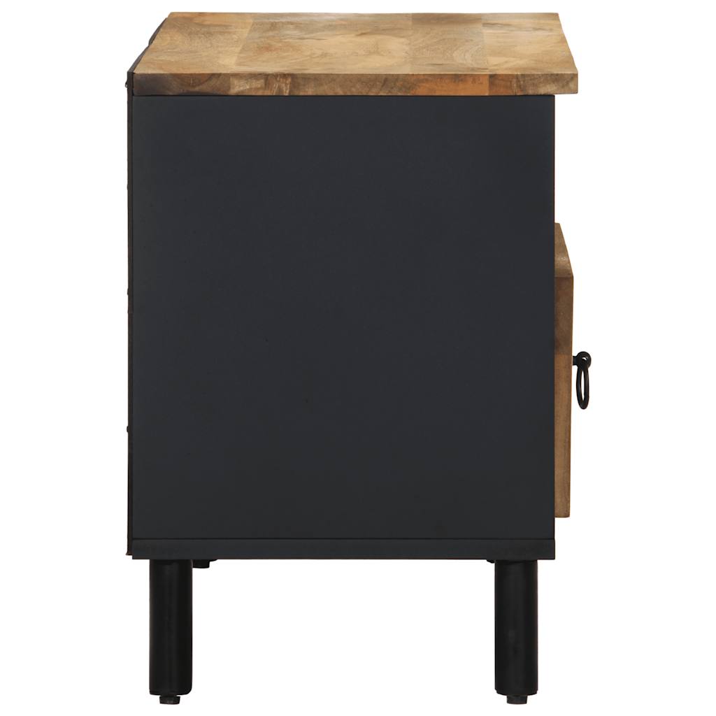 Dulap TV, negru, 80x33,5x46 cm, lemn masiv de mango brut GartenMobel Dekor