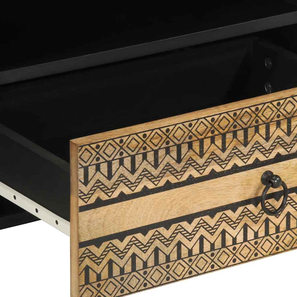 Dulap TV, negru, 80x33,5x46 cm, lemn masiv de mango brut GartenMobel Dekor