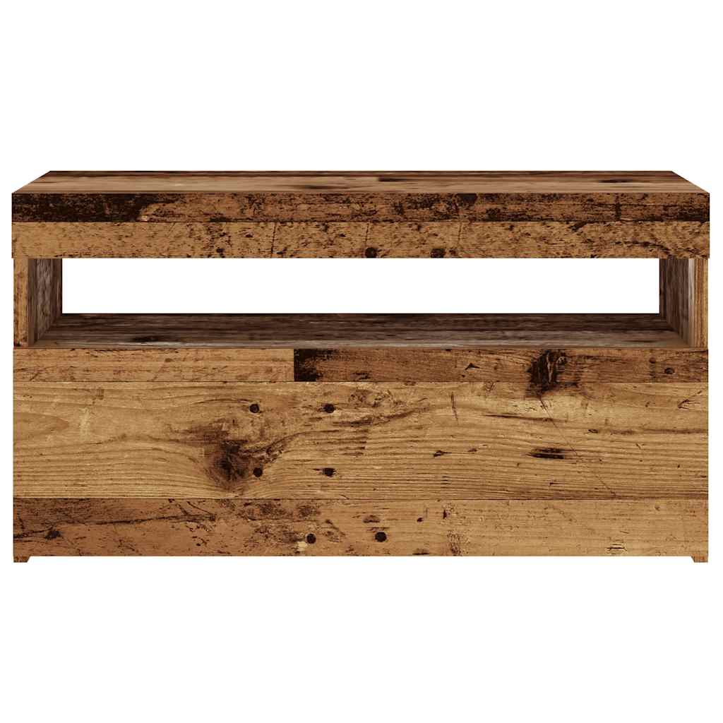 Dulap TV cu lumini LED lemn vechi 75x35x40 cm lemn prelucrat GartenMobel Dekor